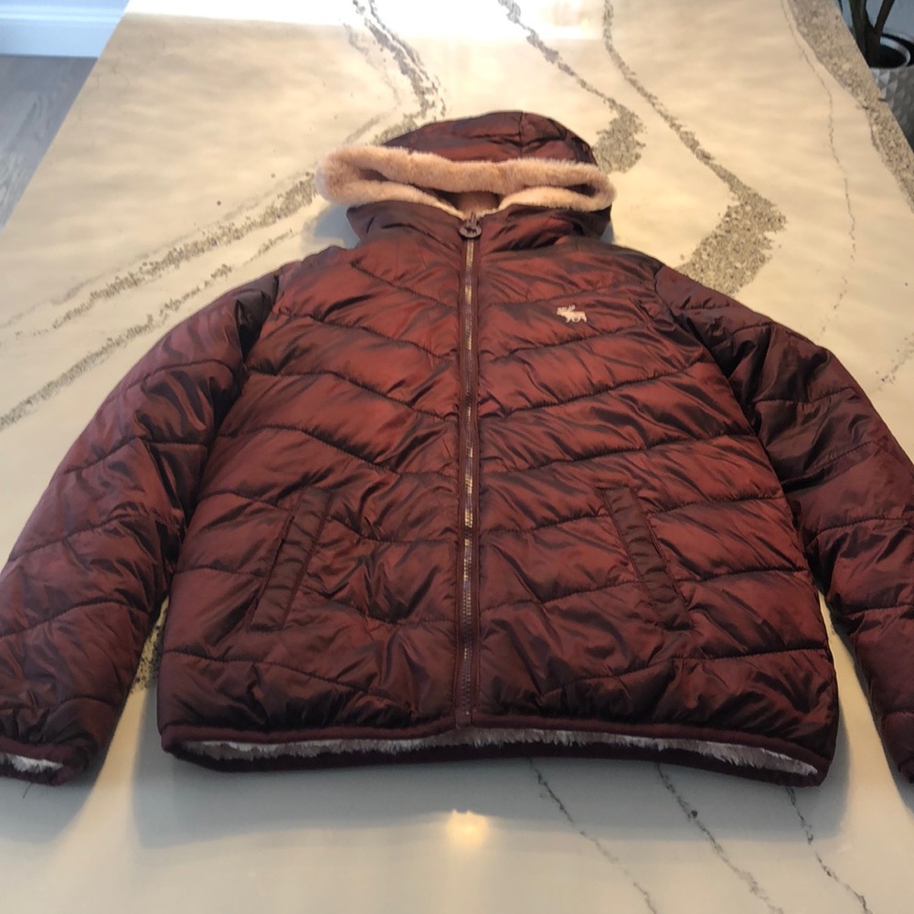 Burgundy reversible winter coat for girls size 13/14